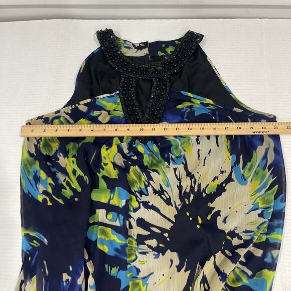Lane Bryant Sz 18 Halter Top Embellished Black Lined Blouse Artsy Event FLAW - Picture 9 of 12